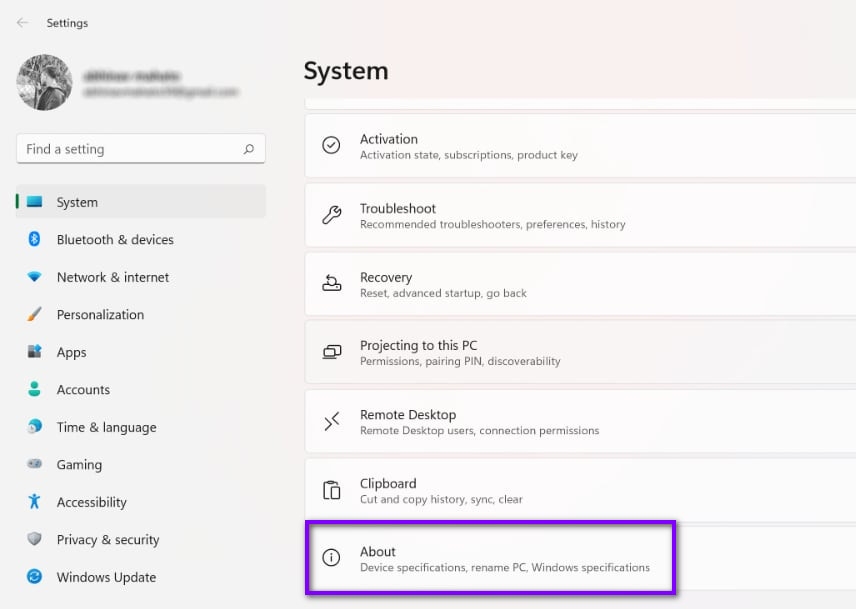 Find Specs Using Settings